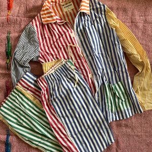 Multi-colored Striped Pajama Set